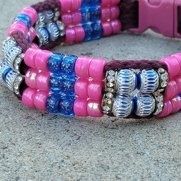 Custom Handmade Beaded Bling Dog Collar - Picture 2 of 3